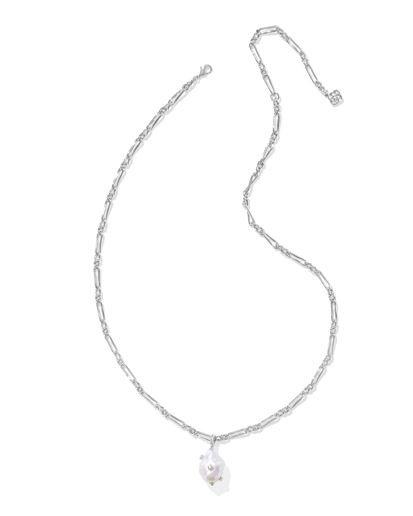 Melody Silver Small Long Pendant Necklace in Freshwater Cultured Pearl Product Image