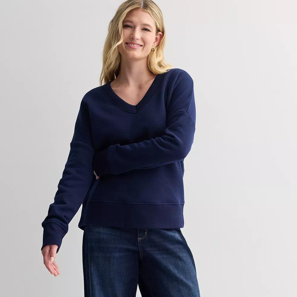 Women's Sonoma Goods For Life® Relaxed Fleece V-Neck Sweatshirt,  Product Image