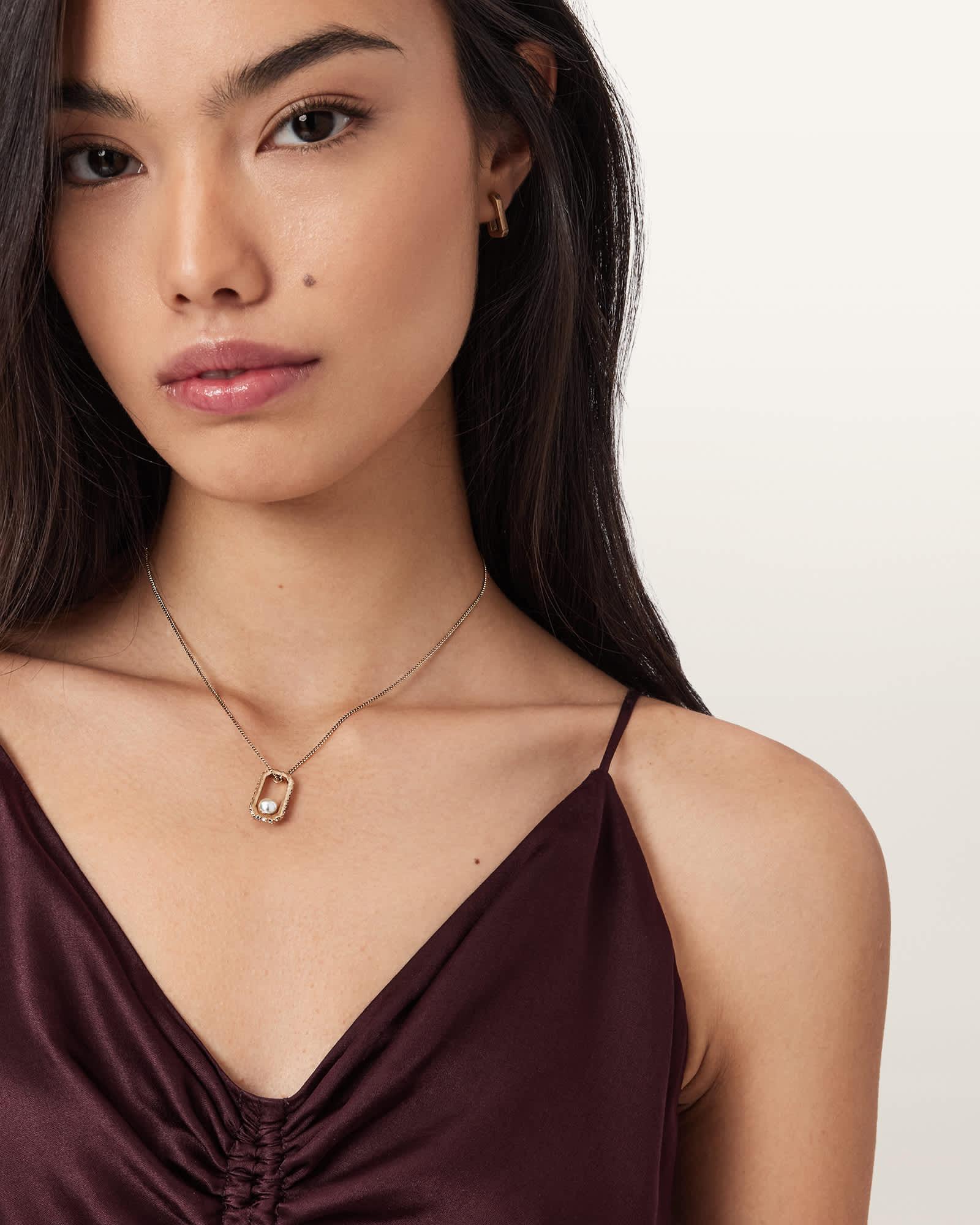 Lia Chunky Necklace WARM SILVER | ALLSAINTS US Product Image