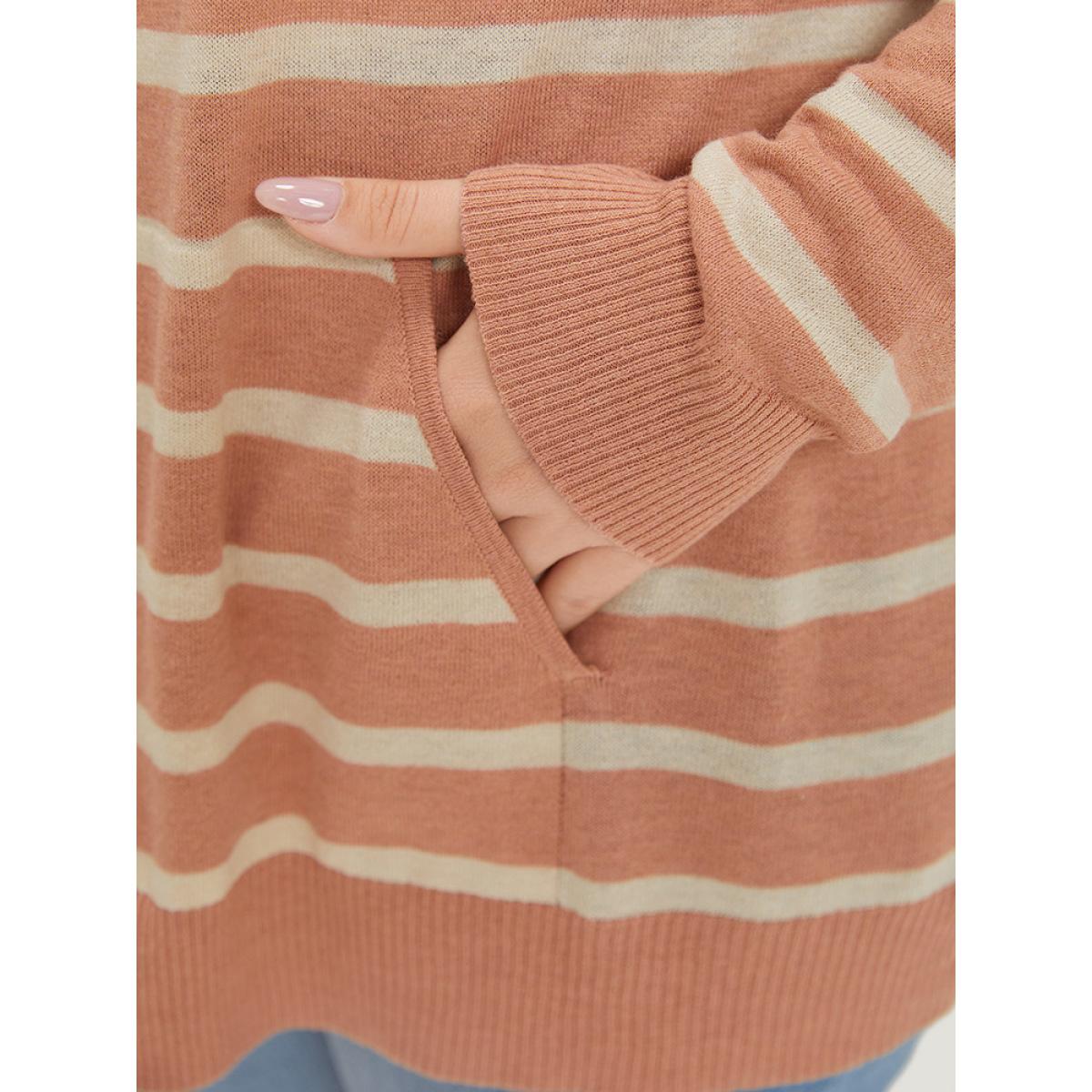 Plus Size Supersoft Essentials Striped Pocket Button Through Cardigan Crepe Women Leisure Loose Long Sleeve Casual Cardigans BloomChic 22-24/3X Product Image