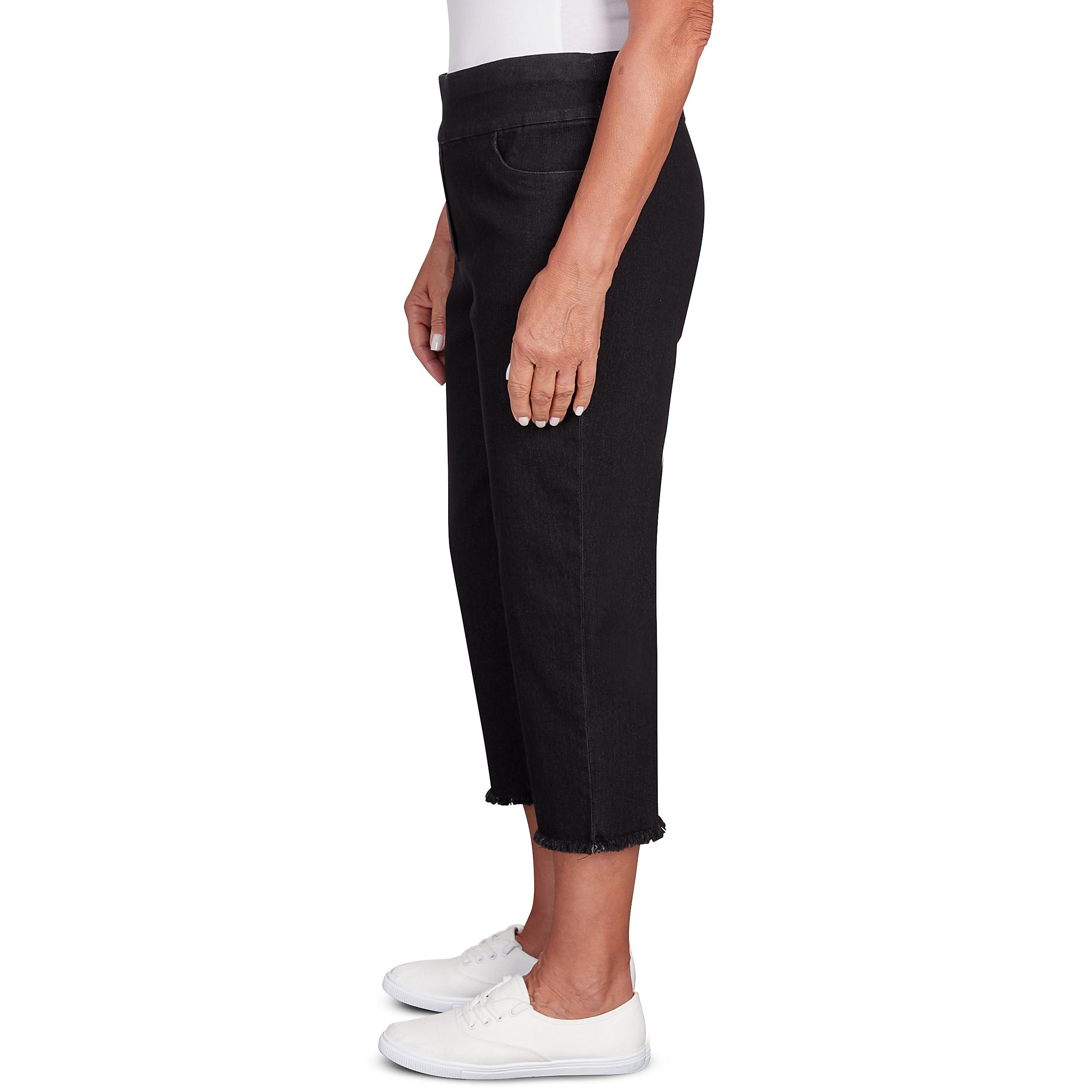 Alfred Dunner Super Stretch Denim Fringe Capri Pant- Petite Product Image