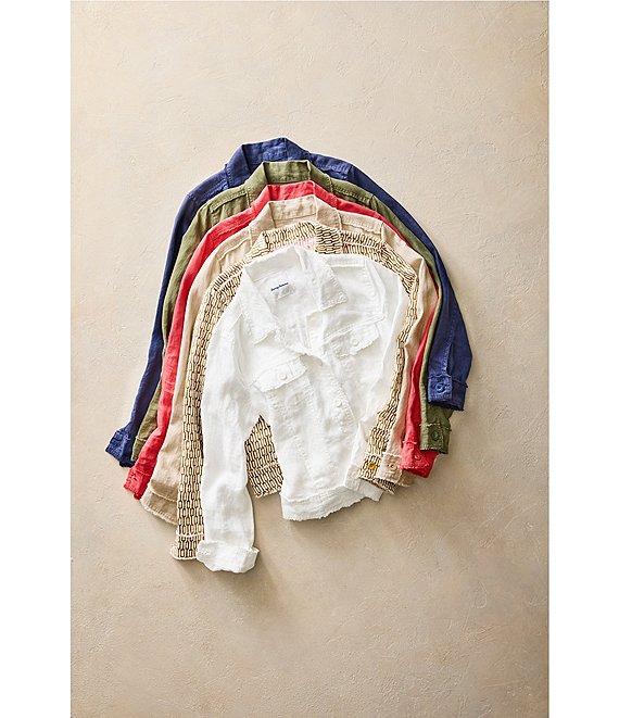 Tommy Bahama Two Palm Raw Edge Point Collar Long Sleeve Button Front Jacket Product Image
