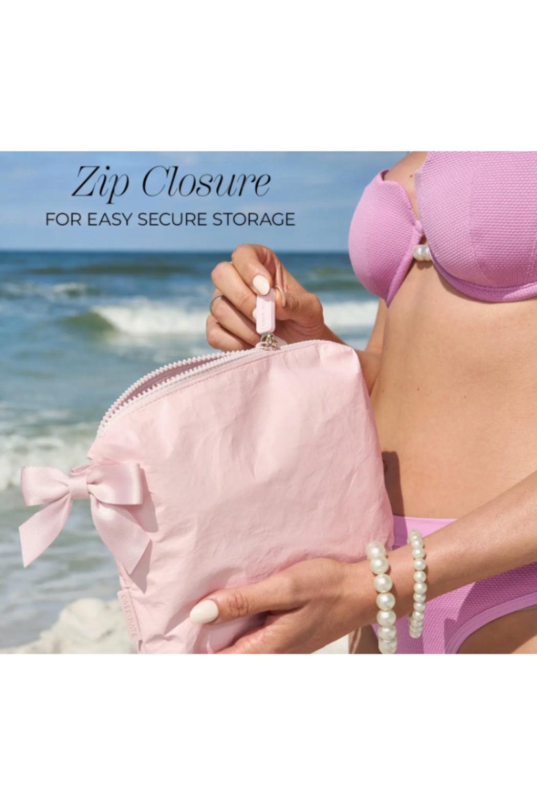 Special Edition Ballet Pink Bow Waterproof Beach Zip Pouch Product Image