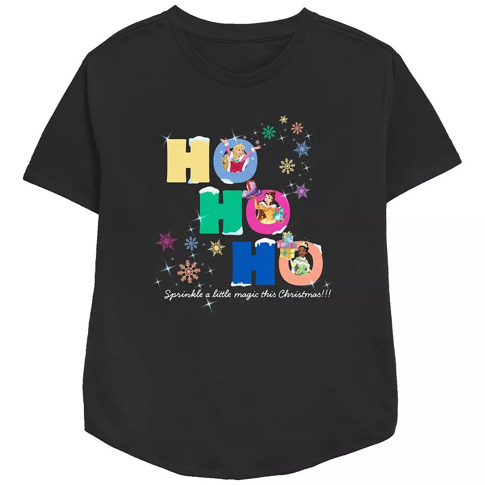 Disney Princess Aurora, Belle & Tiana Sprinkle A Little Magic This Christmas Women's Relaxed Fit Graphic Tee,  Product Image