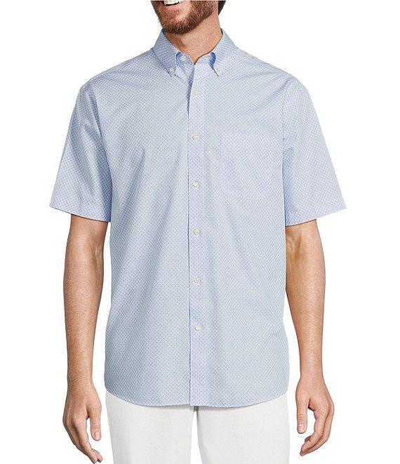 Gold Label Roundtree & Yorke Non-Iron Short Sleeve Diamond Print Poplin Sport Shirt Product Image