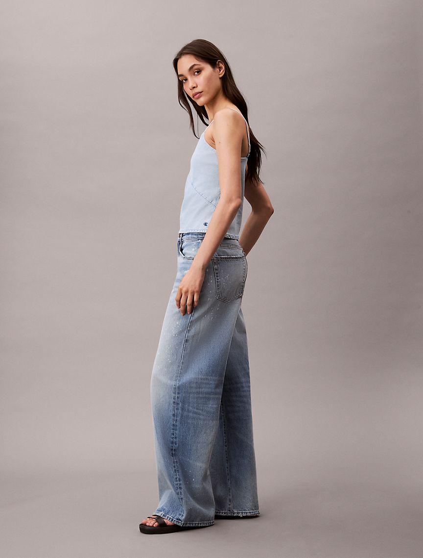 Cotton Linen Blend Denim Tank Top Product Image