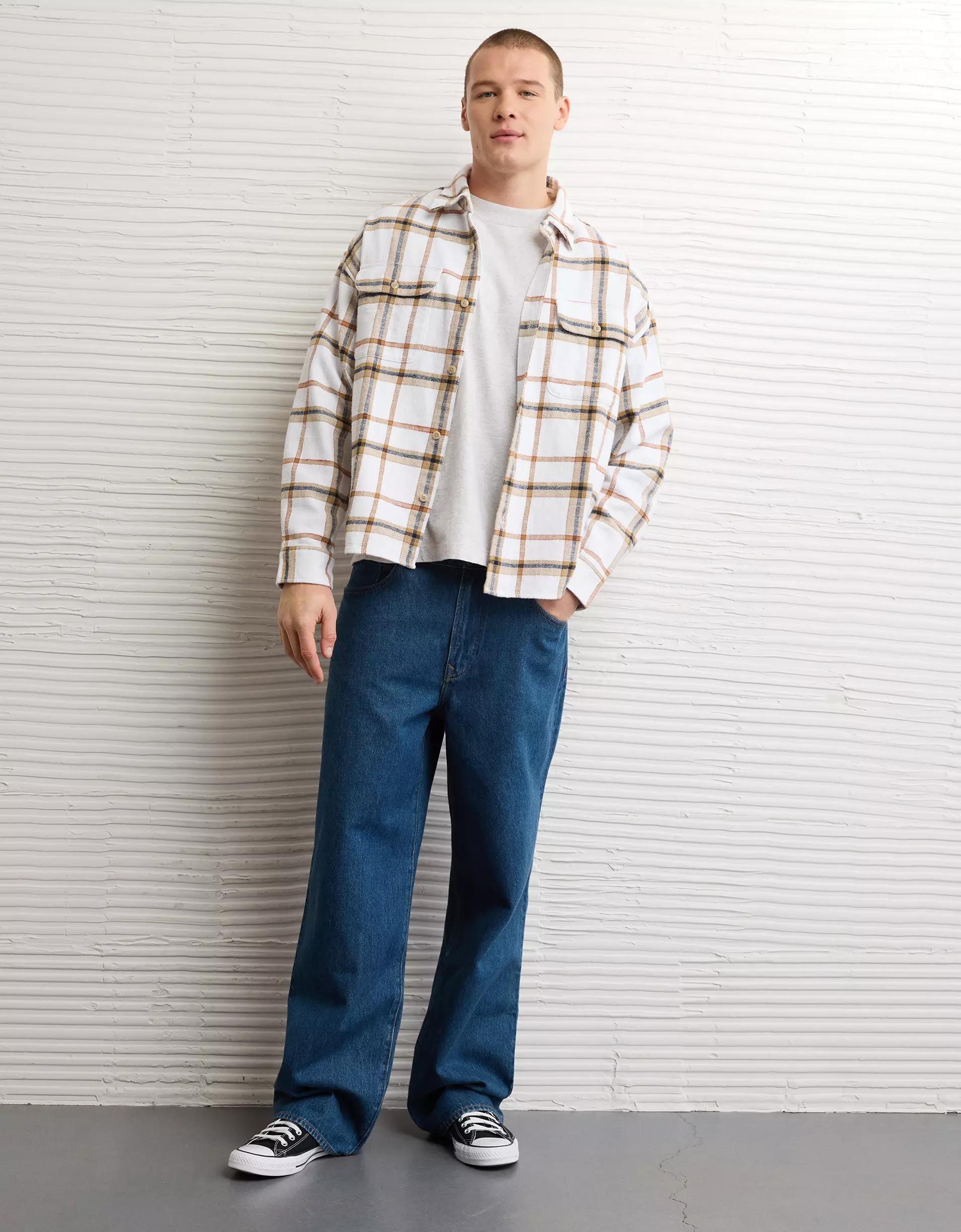 AE Boxy Flannel Shirt Product Image