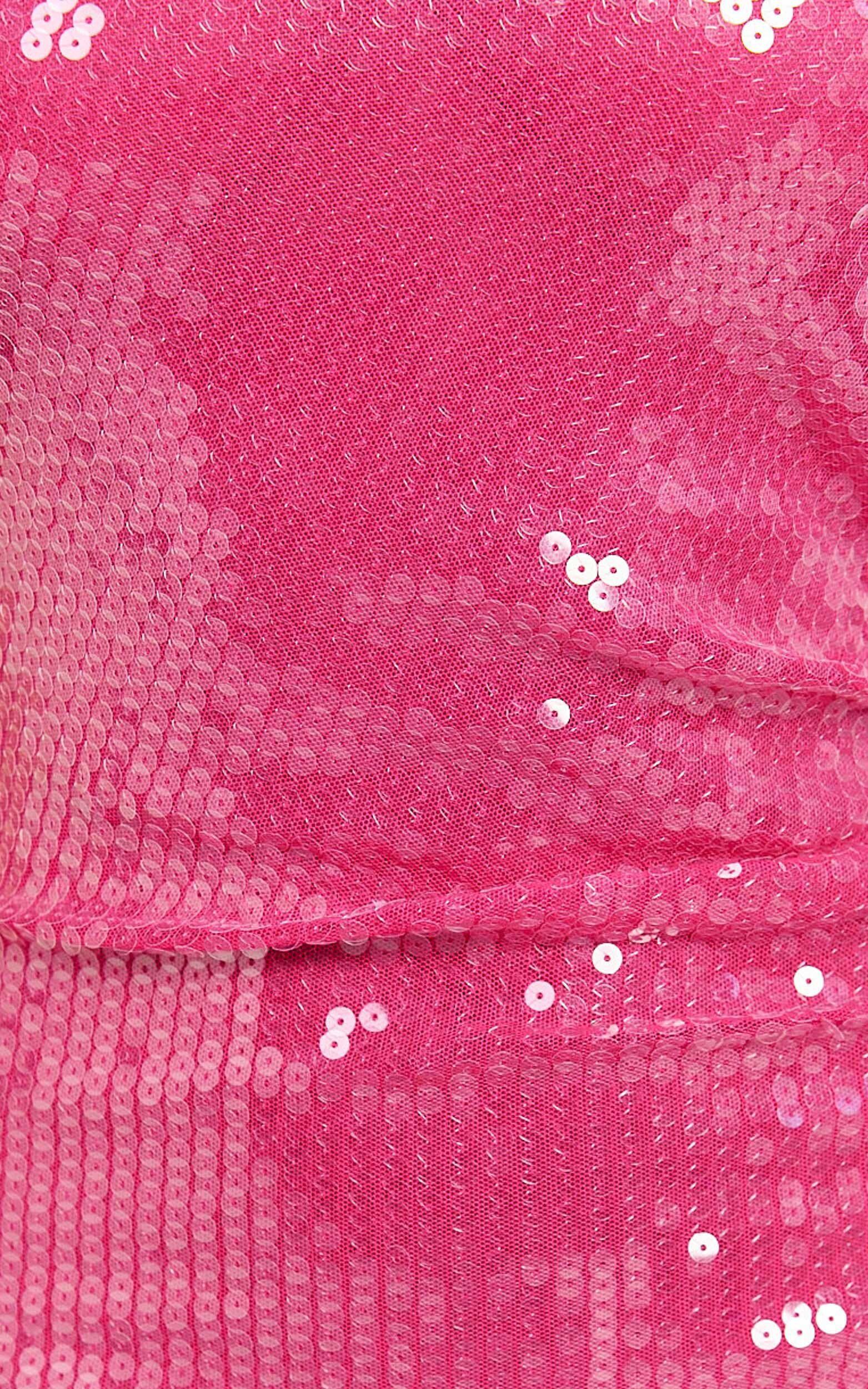 Tymia Mini Dress - Sequin One Shoulder Bodycon Dress in Hot Pink Product Image