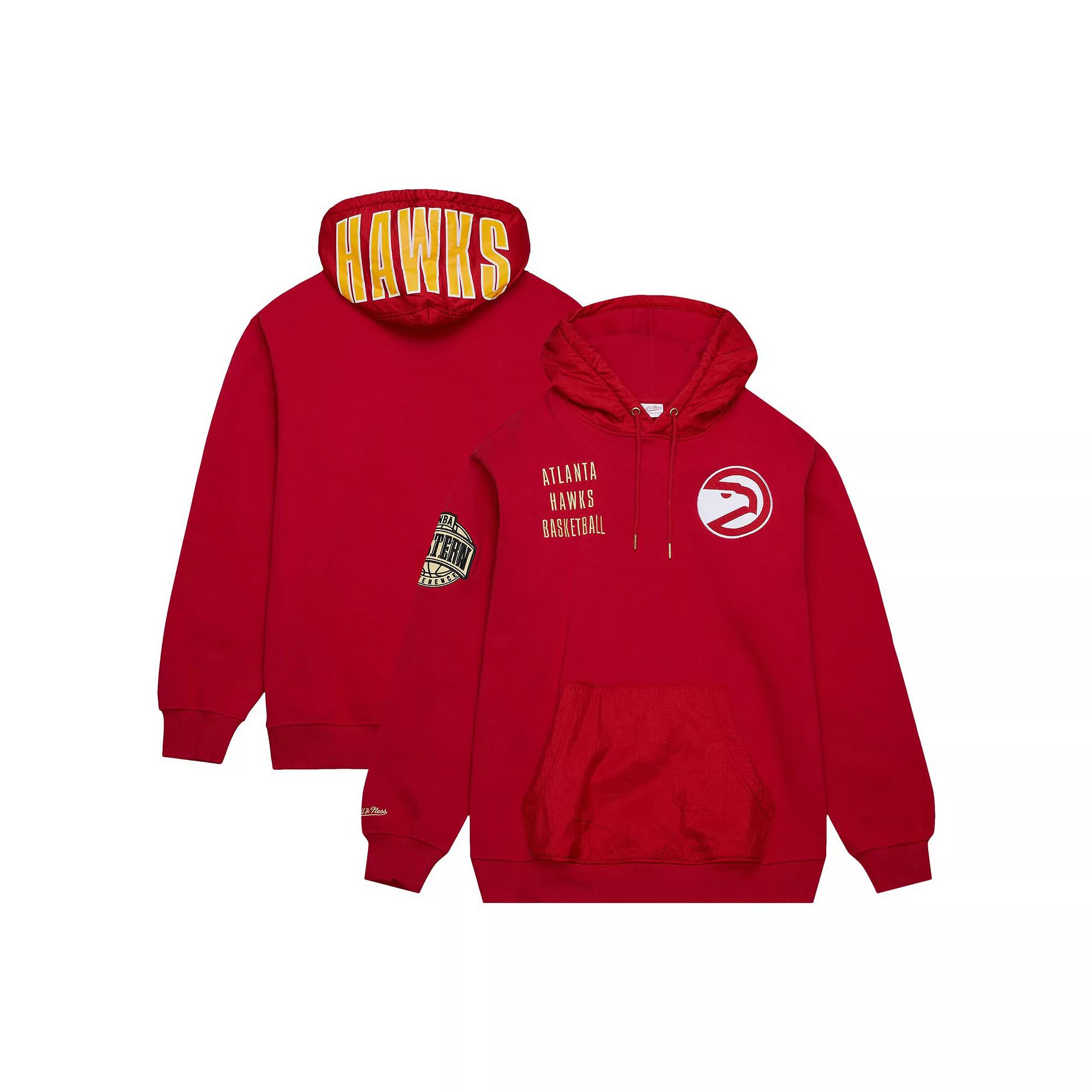 Men's Mitchell & Ness Red Atlanta Hawks  Team OG 2.0 Vintage Logo Fleece Pullover Hoodie, Size: Large Product Image