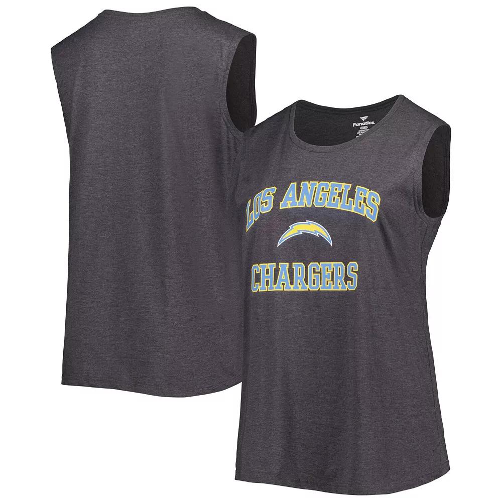 Women's Fanatics Branded Heather Charcoal Los Angeles Chargers Plus Size Tank Top, Size: 2XL Product Image