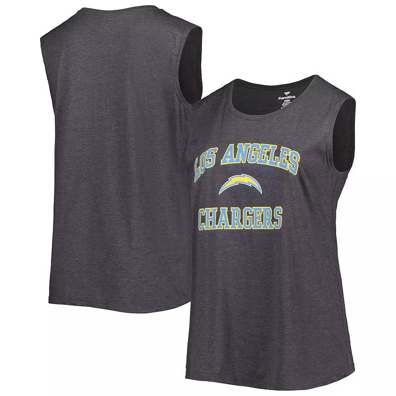Women's Fanatics Branded Heather Charcoal Los Angeles Chargers Plus Size Tank Top, Size: 2XL Product Image