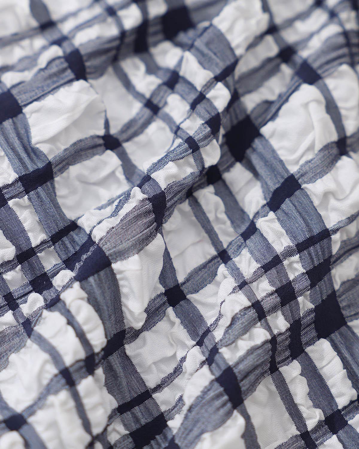 Blue Plaid Tie Front Bikini Set Product Image