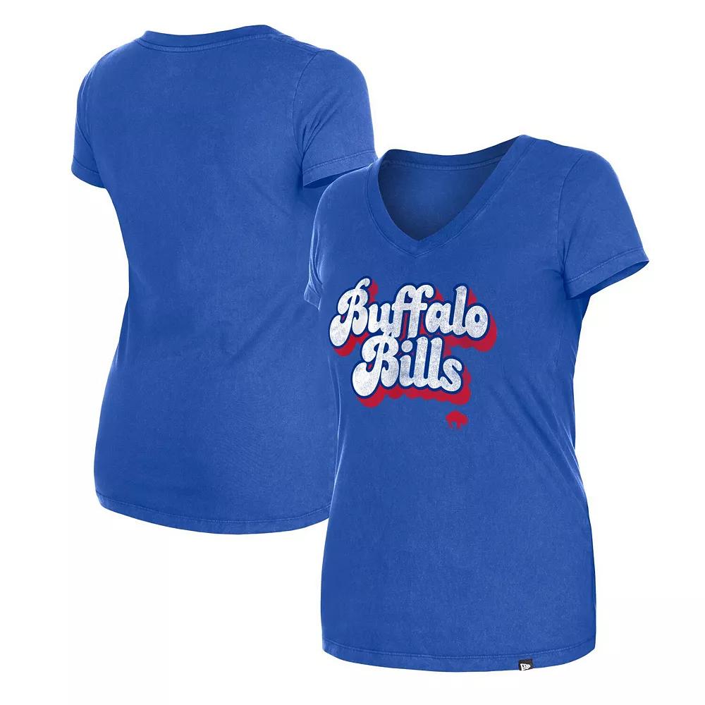 Women's New Era Royal Buffalo Bills Enzyme Wash Low V-Neck T-Shirt, Size: 2XL, Blue Product Image