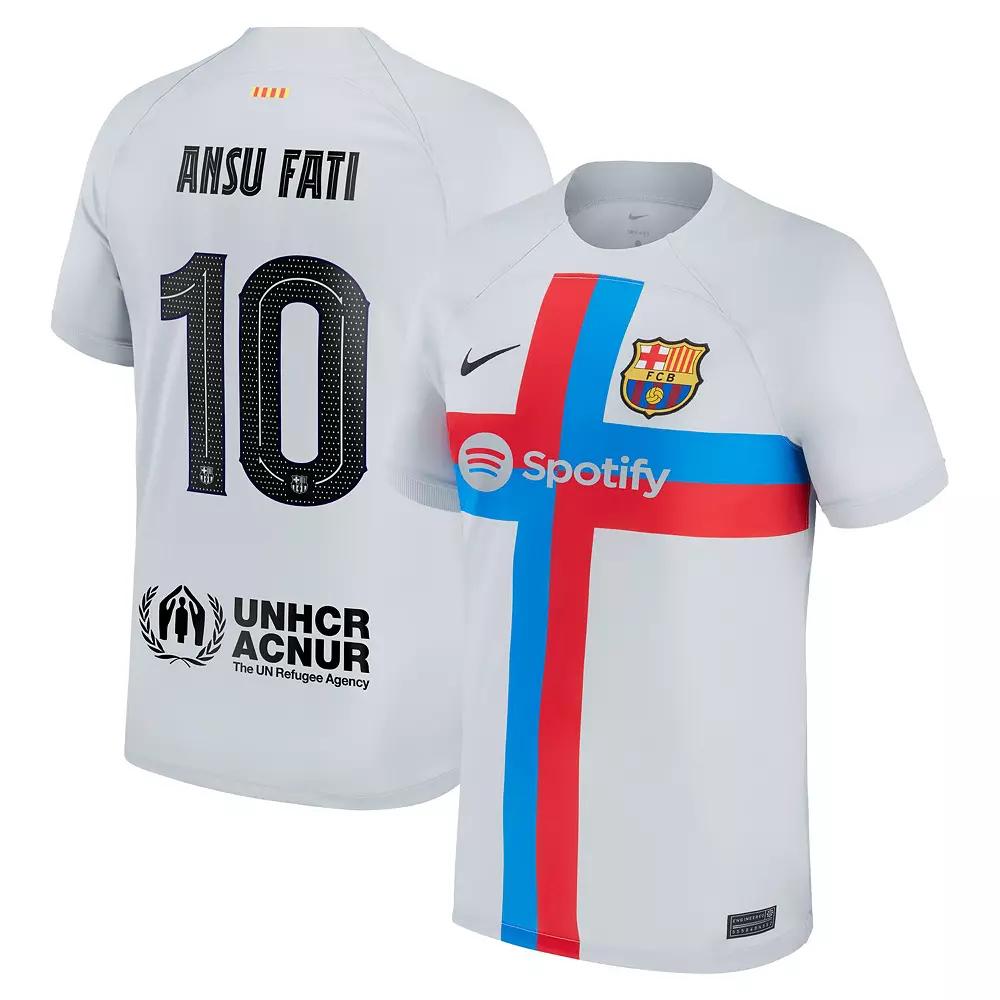 Mens Nike Ansu Fati Gray Barcelona 2022/23 Third Breathe Stadium Replica Player Jersey Product Image
