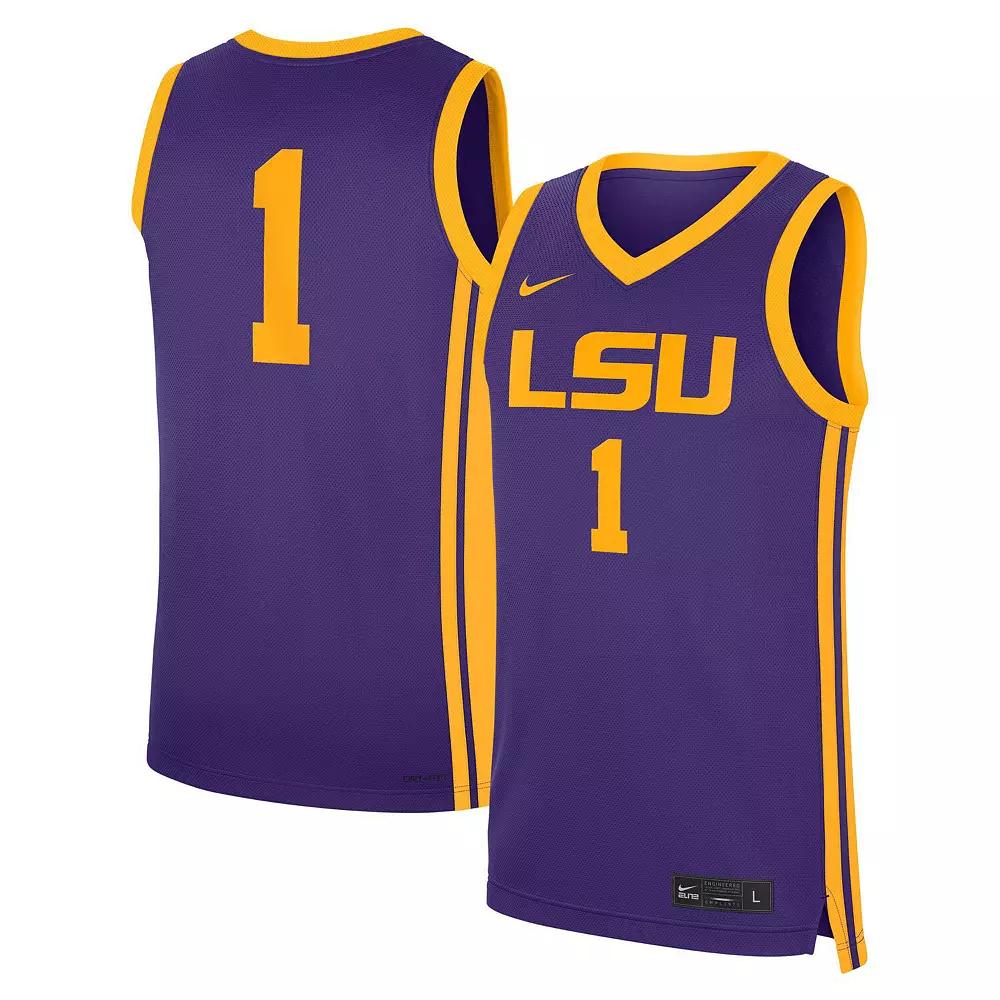 Men's Nike #1 Purple LSU Tigers Road Replica Jersey,  Product Image