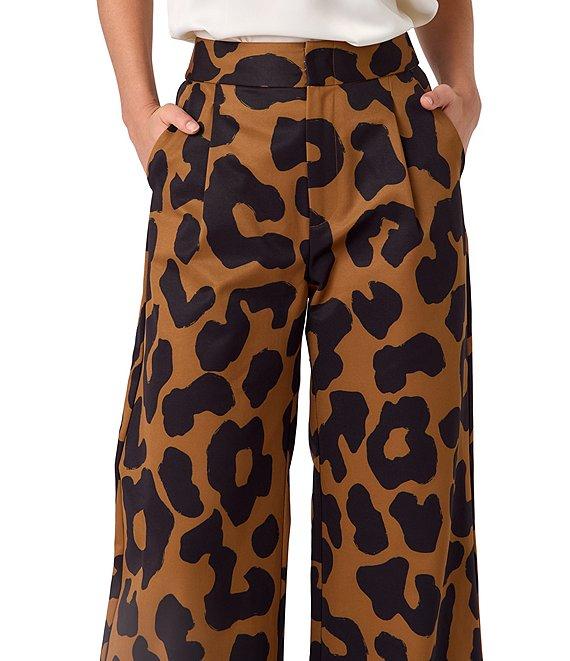 CROSBY by Mollie Burch Cora Faille Leopard Print High Rise Flat Front Wide Leg Full Length Trouser Product Image