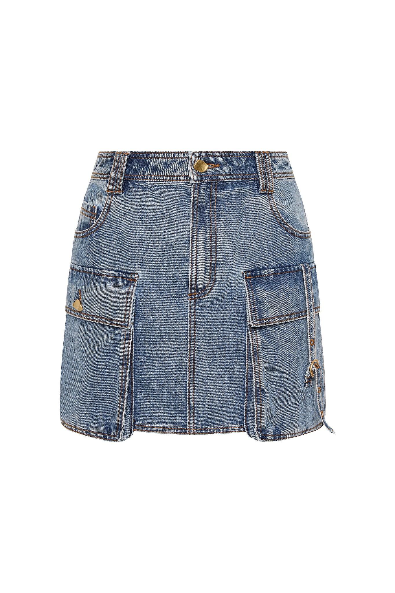 Juno Denim Micro Mini Skirt Product Image