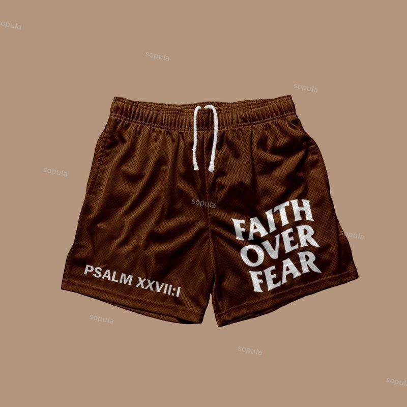Faith Over Fear Print Graphic Men's Mesh Shorts Product Image
