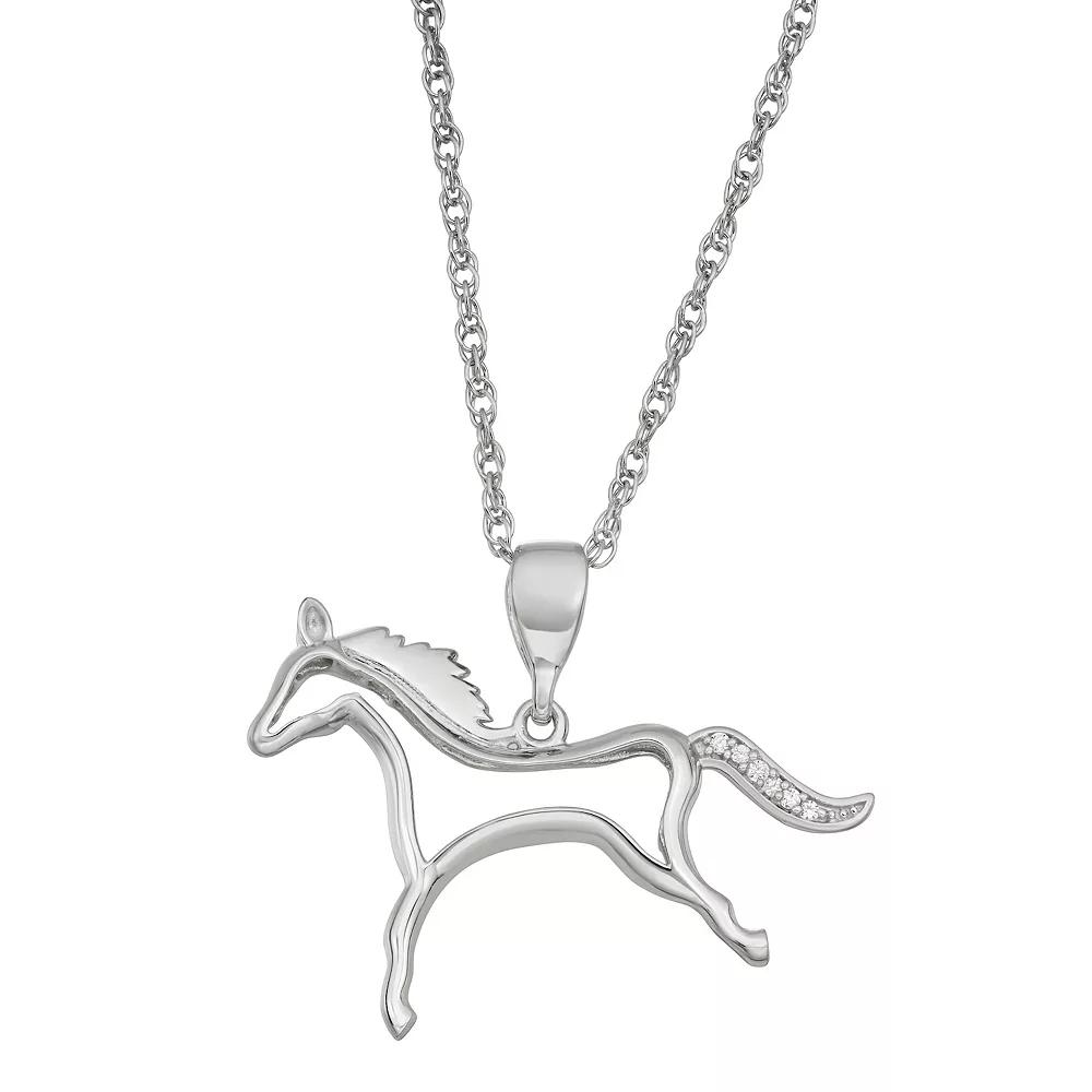 Jewelexcess Sterling Silver Diamond Accent Horse Pendant Necklace, Women's, Size: 18", Silver Tone Product Image