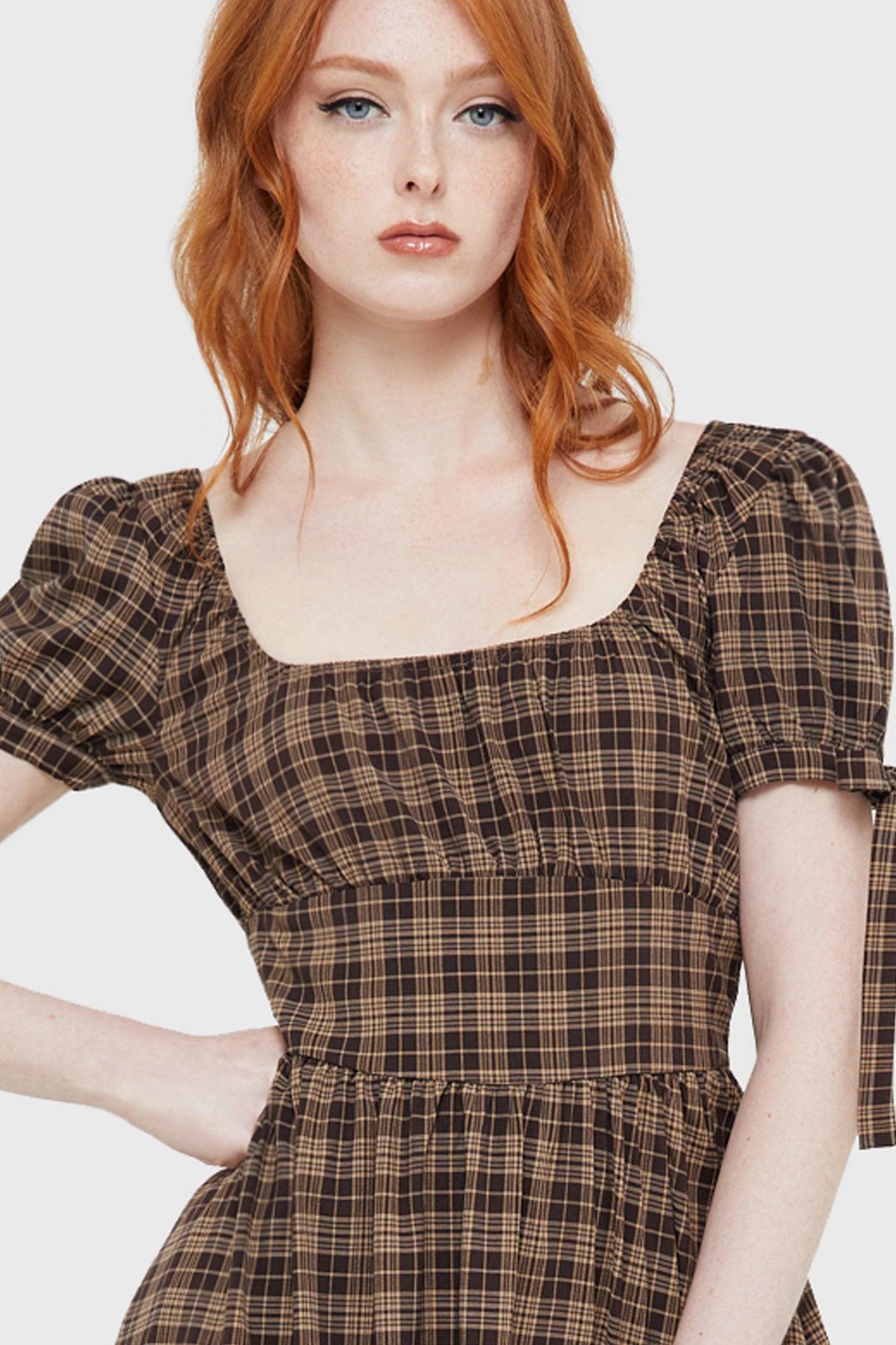 Grim Gretchen Dress [BROWN TARTAN] Female Product Image