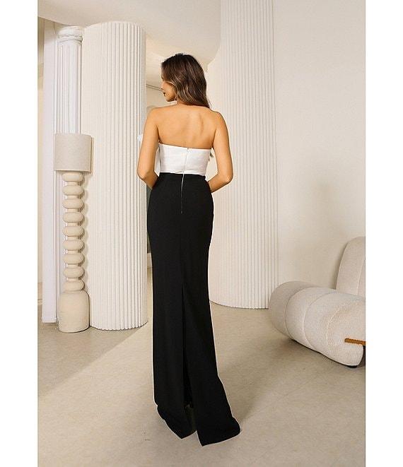 Terani Couture 3D Bow Bodice Strapless Crepe Sheath Gown Product Image