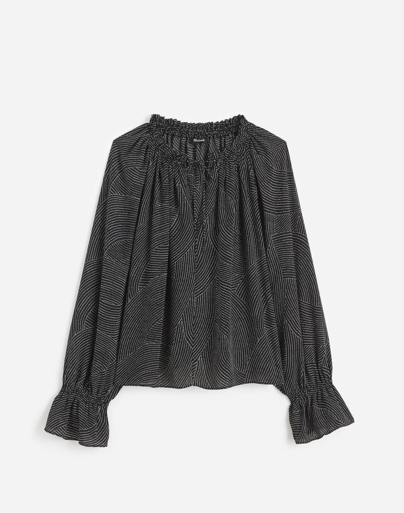 Long-Sleeve Tie-Neck Top Product Image