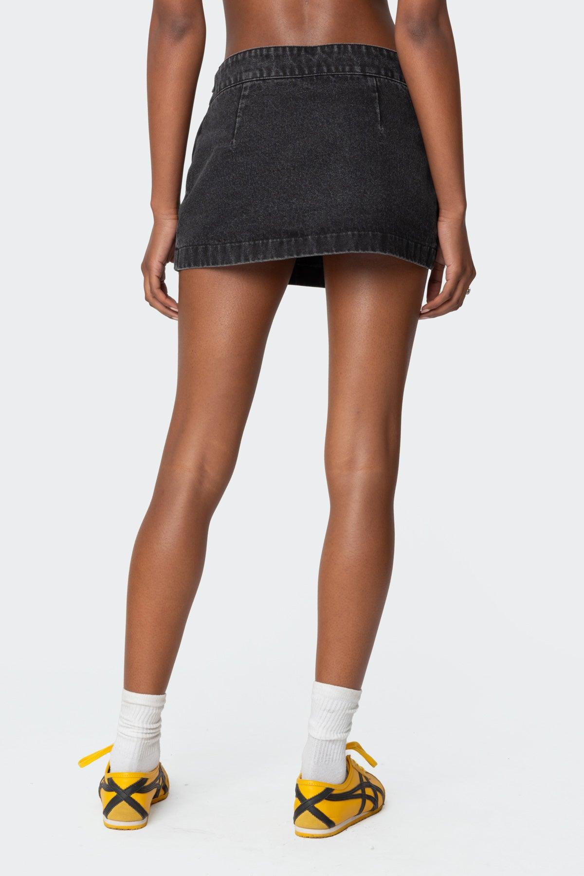 Asymmetric Denim Wrap Skort Product Image