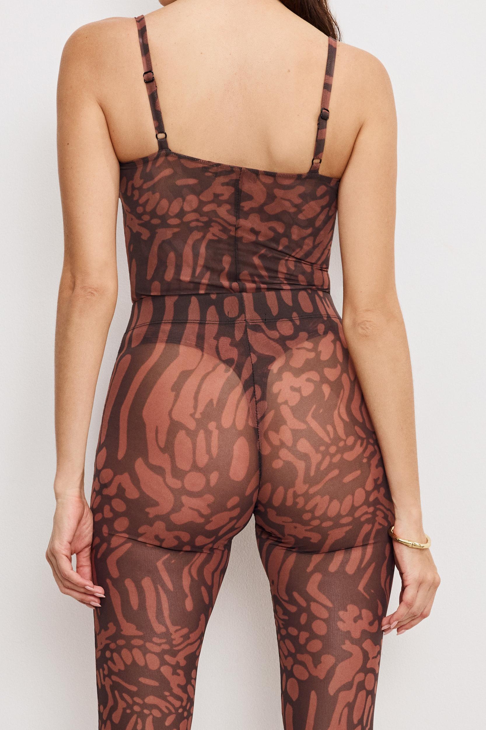 MESH MICRO BOOT LEGGINGS | JAVA WARPED LEOPARD001 Product Image