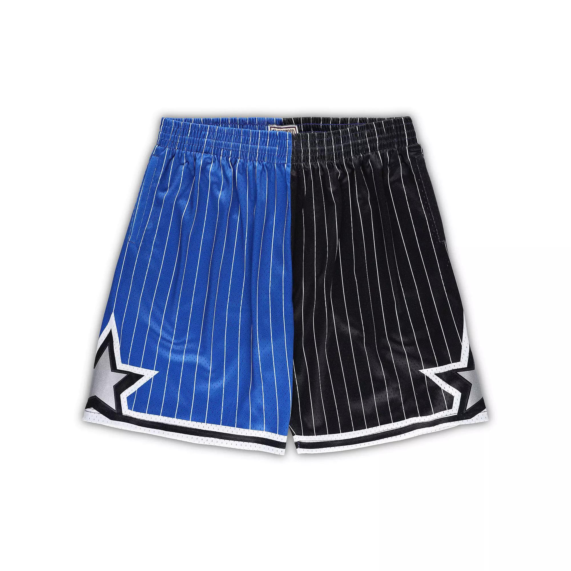 Men's Mitchell & Ness Blue/Black Orlando Magic Big & Tall Hardwood Classics Split Swingman Shorts,  Product Image