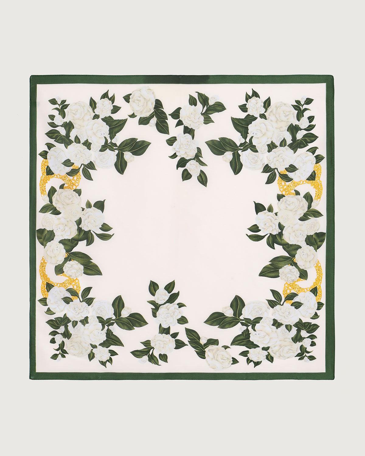 White Floral Satin Scarve Product Image