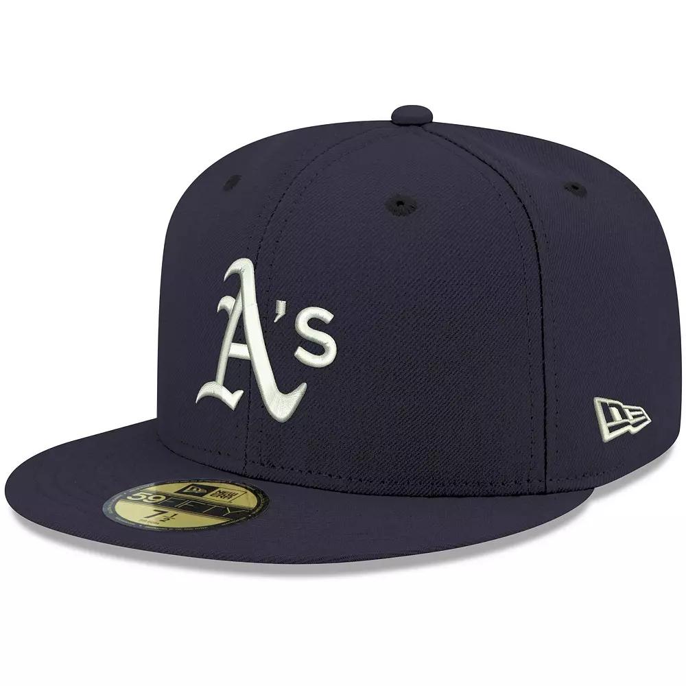 Men's New Era Navy Oakland Athletics White Logo 59FIFTY Fitted Hat,  Product Image