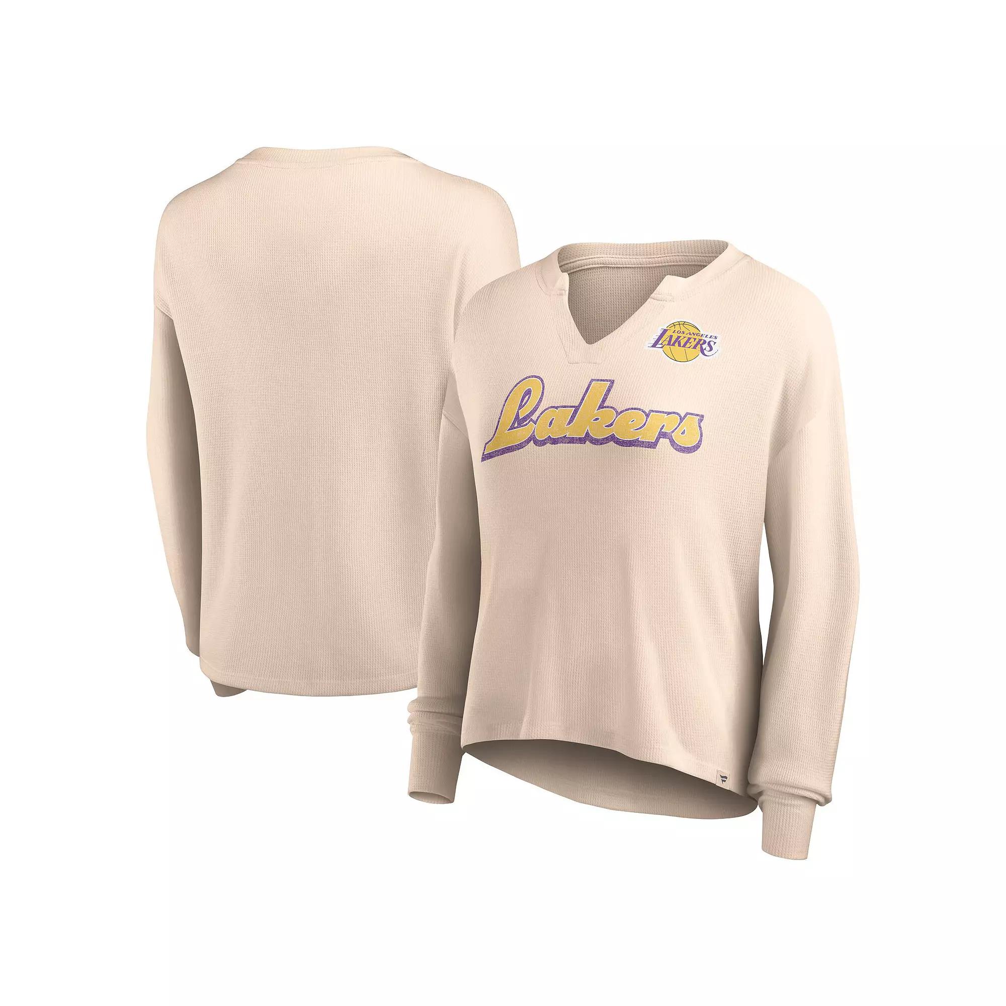 Women's Fanatics Branded Tan Los Angeles Lakers Go For It Long Sleeve Notch Neck T-Shirt,  Product Image