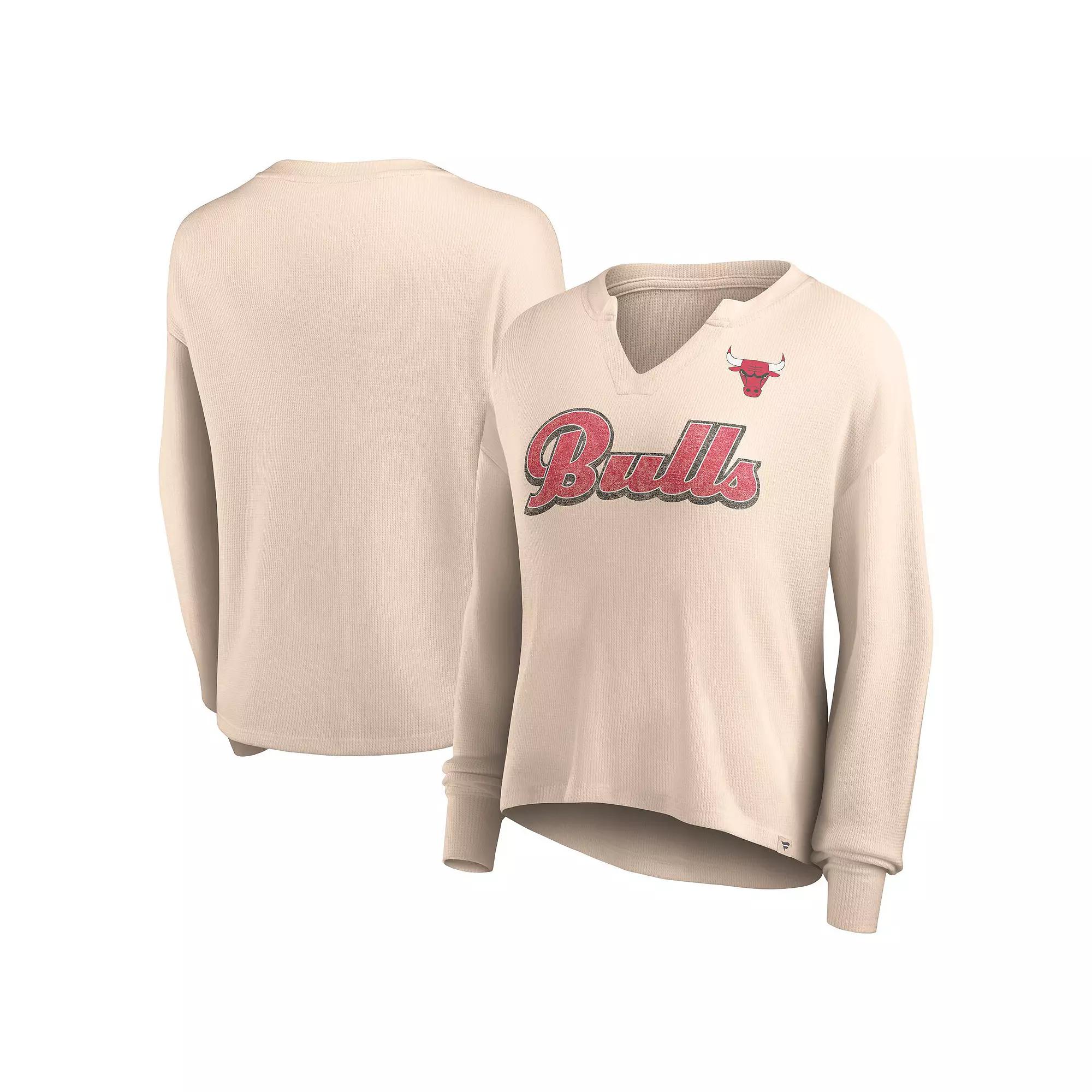 Women's Fanatics Branded Tan Chicago Bulls Go For It Long Sleeve Notch Neck T-Shirt, Size: Small, Team Product Image