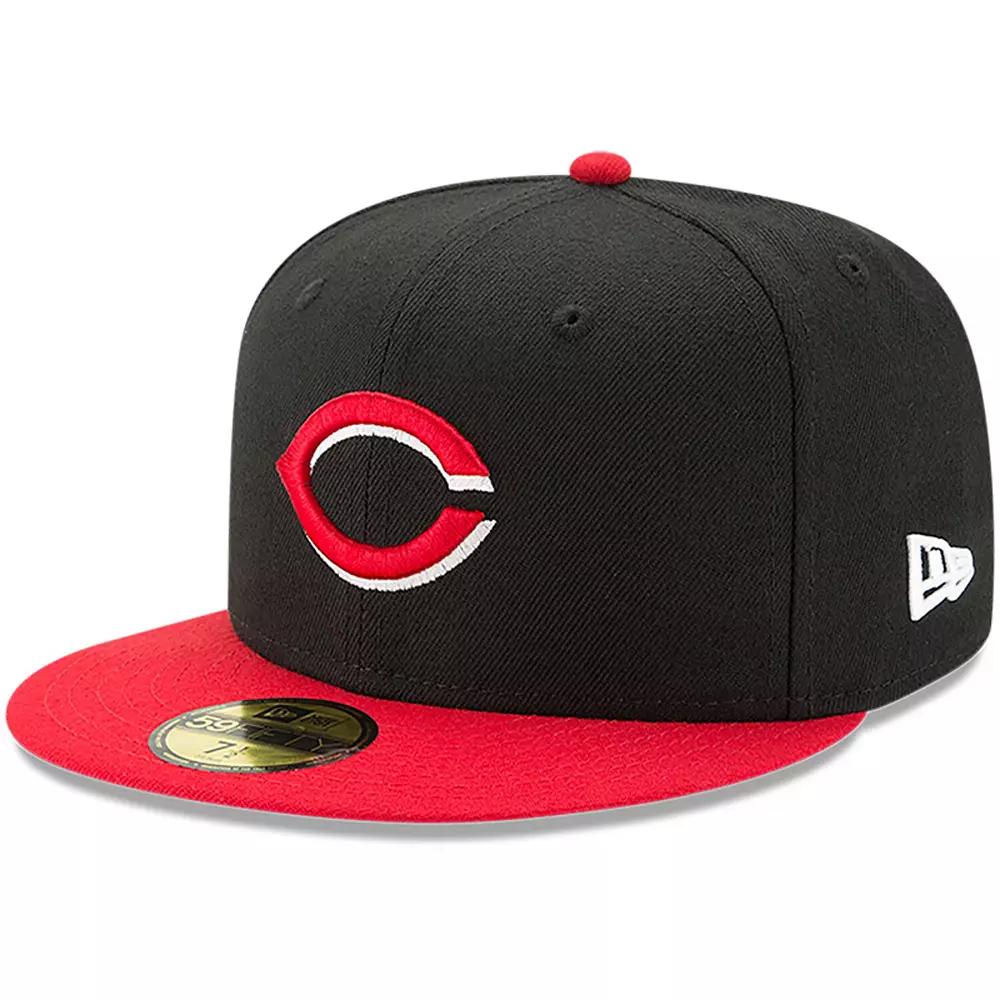 Men's New Era Black/Red Cincinnati Reds Road Authentic Collection On-Field 59FIFTY Fitted Hat, Size: 7 1/2, Red Black Product Image