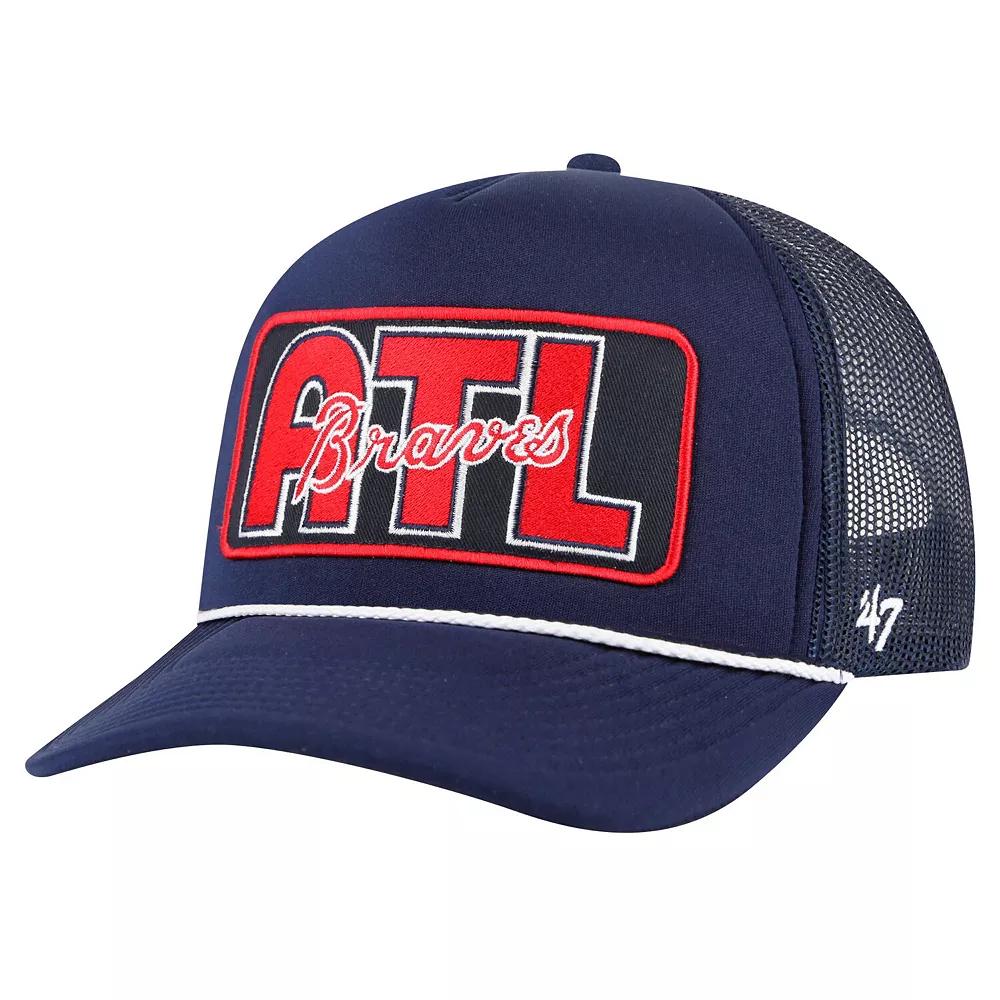 Men's '47 Navy Atlanta Braves Local Patch Foam Front Trucker Adjustable Hat, Blue Product Image
