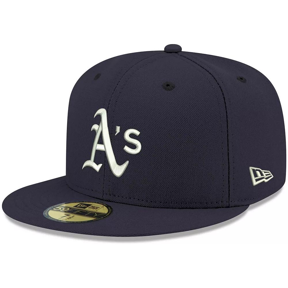 Men's New Era Navy Oakland Athletics White Logo 59FIFTY Fitted Hat,  Product Image