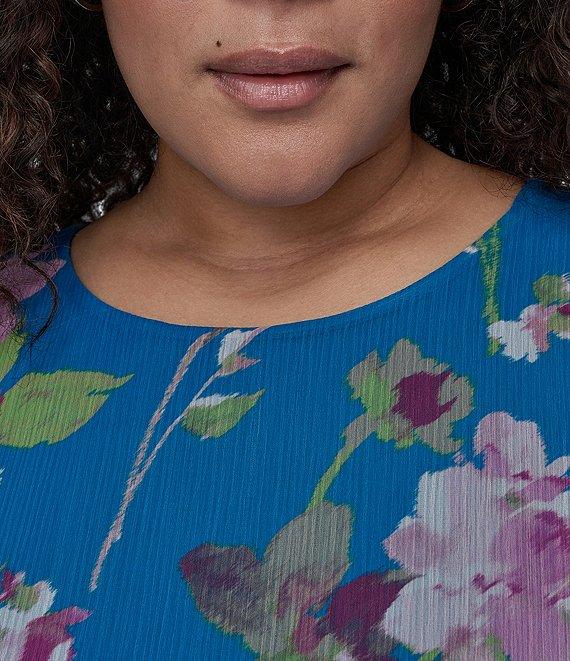 DKNY by Donna Karan Plus Size Floral Print Chiffon Midi Dress Product Image