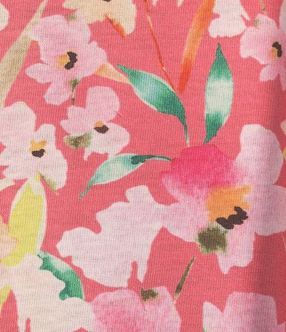 Allison Daley Petite Size Living Floral Print 3/4 Sleeve Criss Cross V-Neck Knit Top Product Image