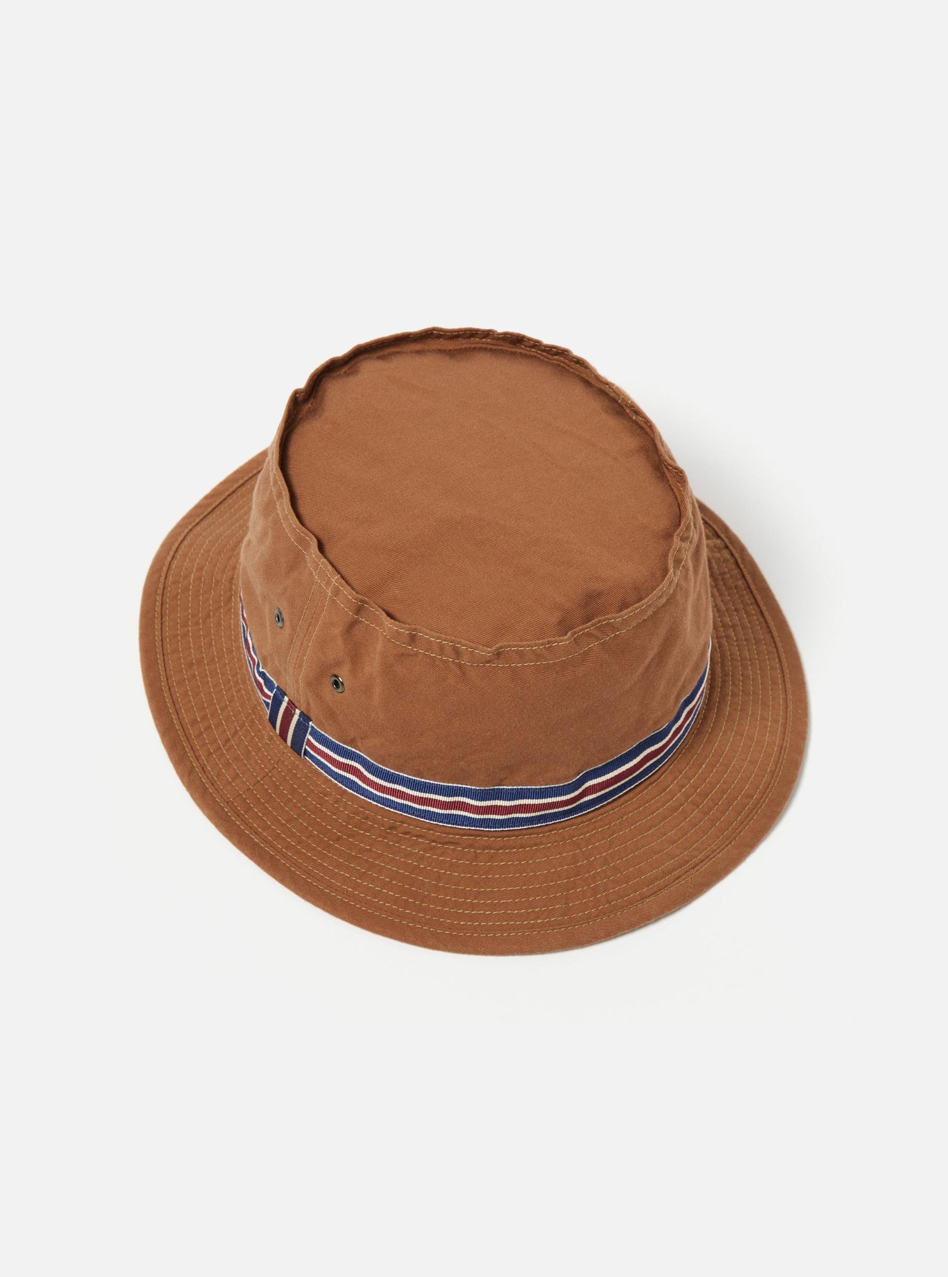 cableami® Loose Light Pork Pie Hat in Brown Chino Cotton Product Image