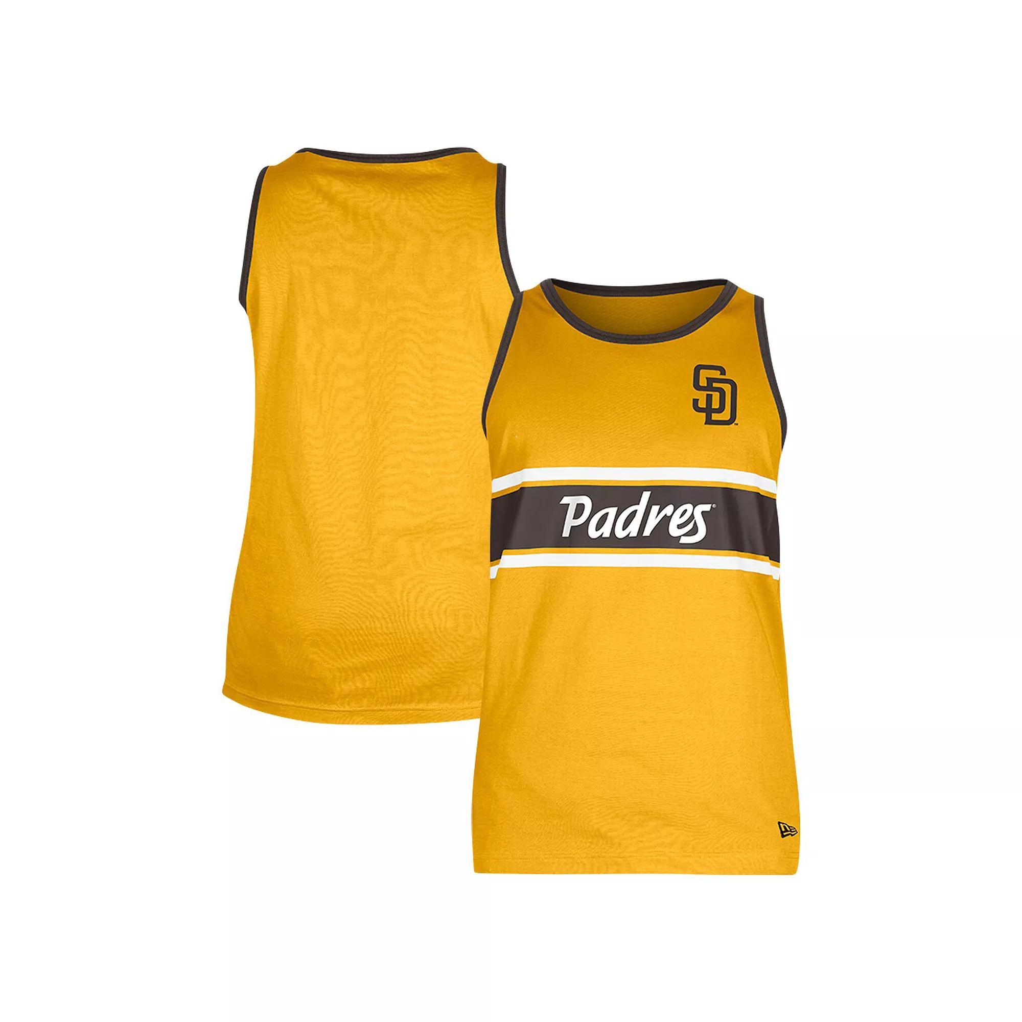 Men's New Era Gold San Diego Padres Jersey Ringer Tank Top, Size: Medium Product Image
