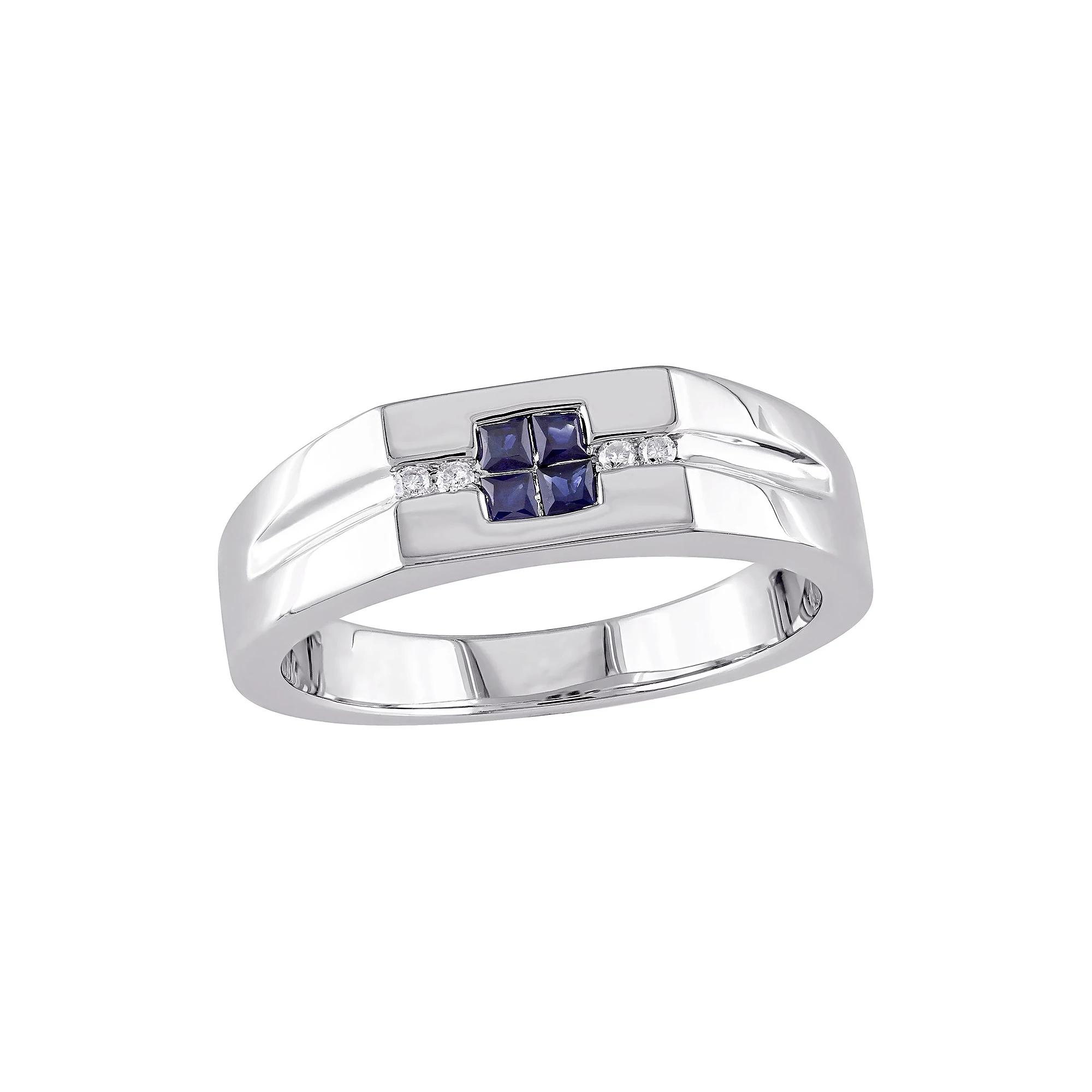 Men's Stella Grace Sterling Silver Diamond Accent & Sapphire Ring,  Product Image