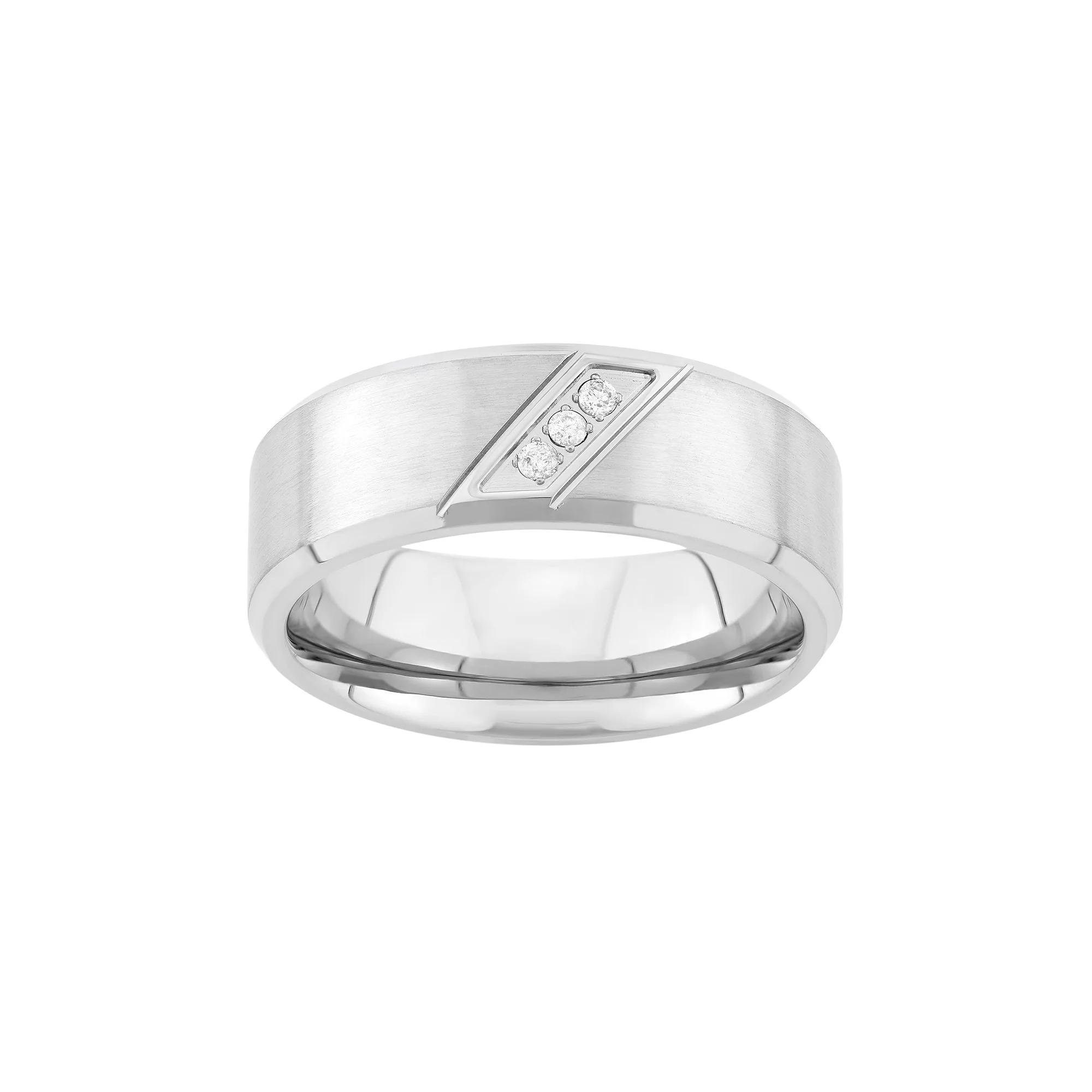 Diamond Accent Stainless Steel Wedding Band - Men, Mens Product Image