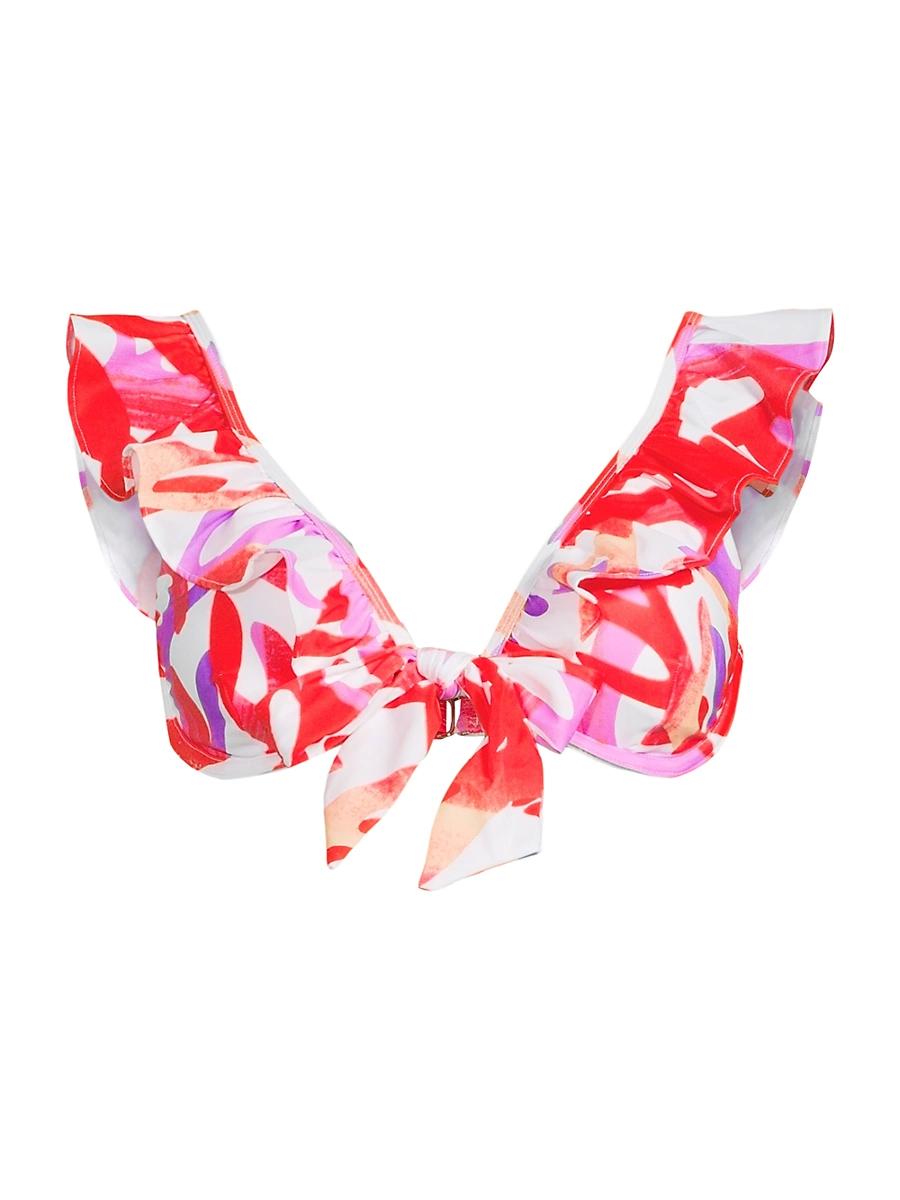 Womens Italian Under The Sea Ruffled Bikini Top Product Image