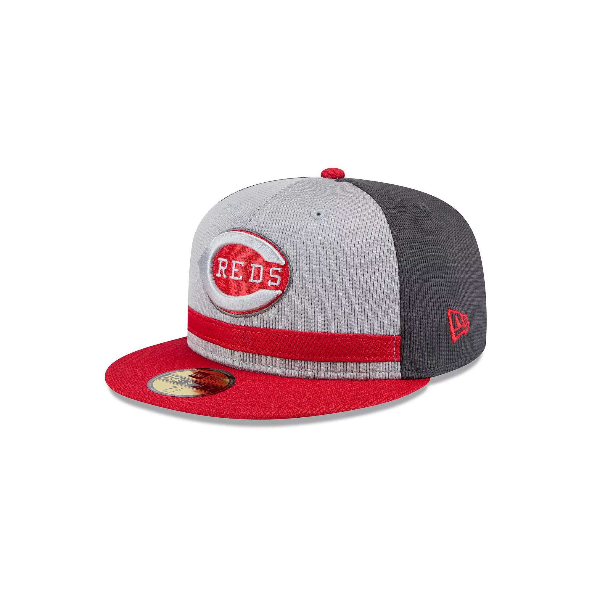 Men's New Era  Gray/Red Cincinnati Reds 2025 Batting Practice 59FIFTY Fitted Hat, Size: 7 3/8, Red Grey Product Image