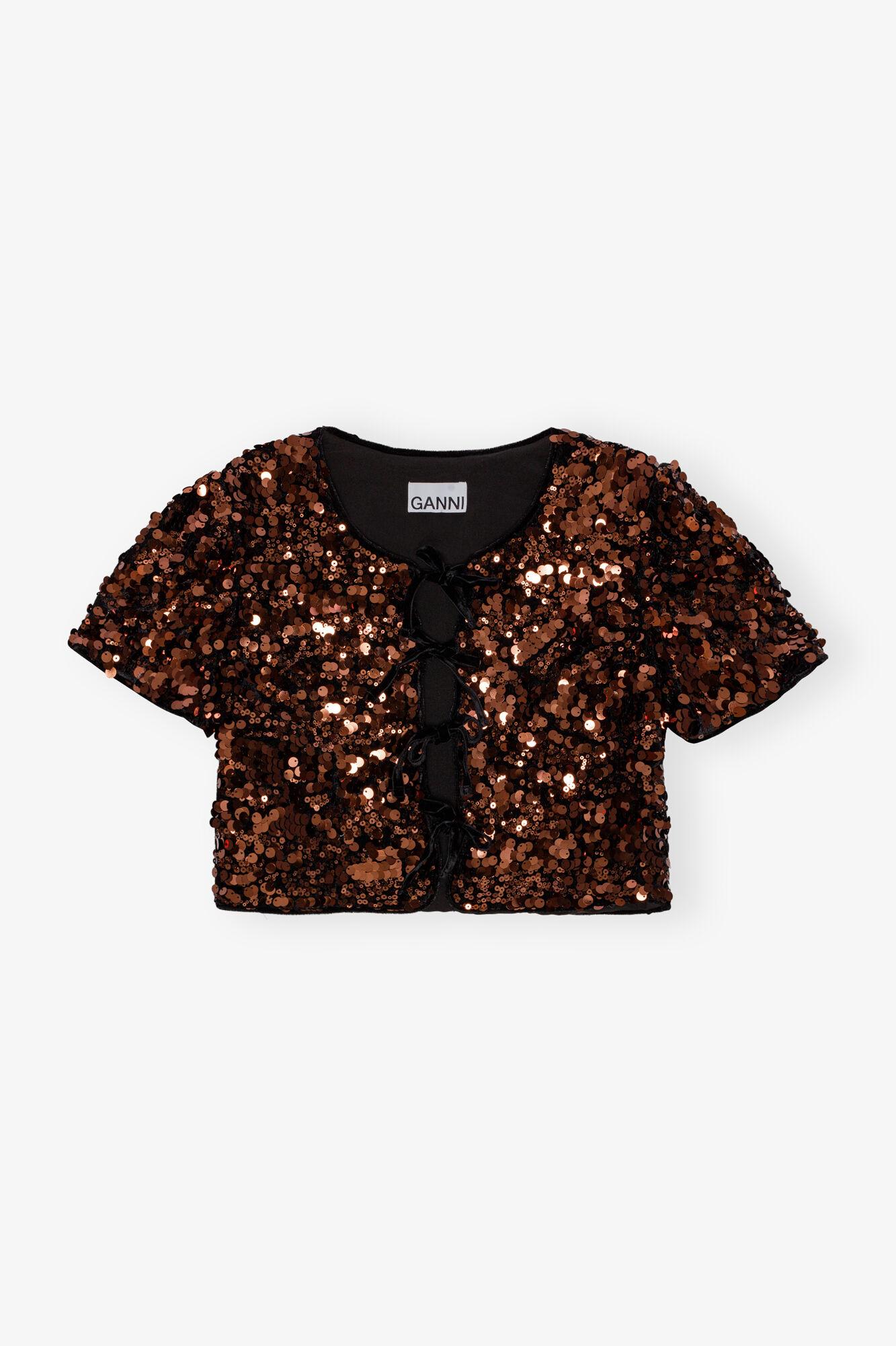 Brown Sequins Blouse Product Image