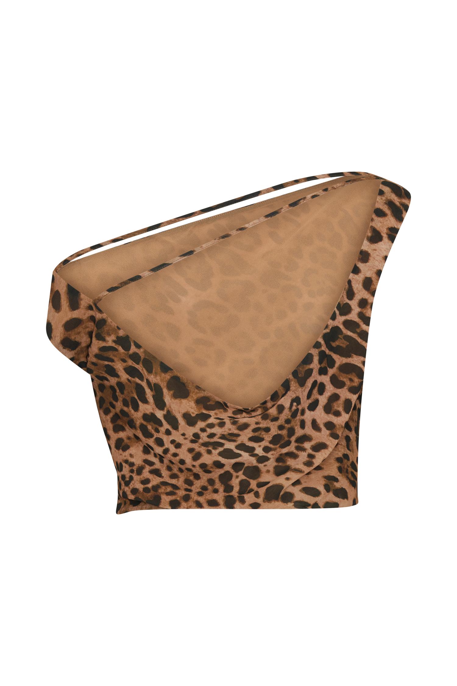 Yvonne Chiffon Off Shoulder Top - Leopard Print Product Image