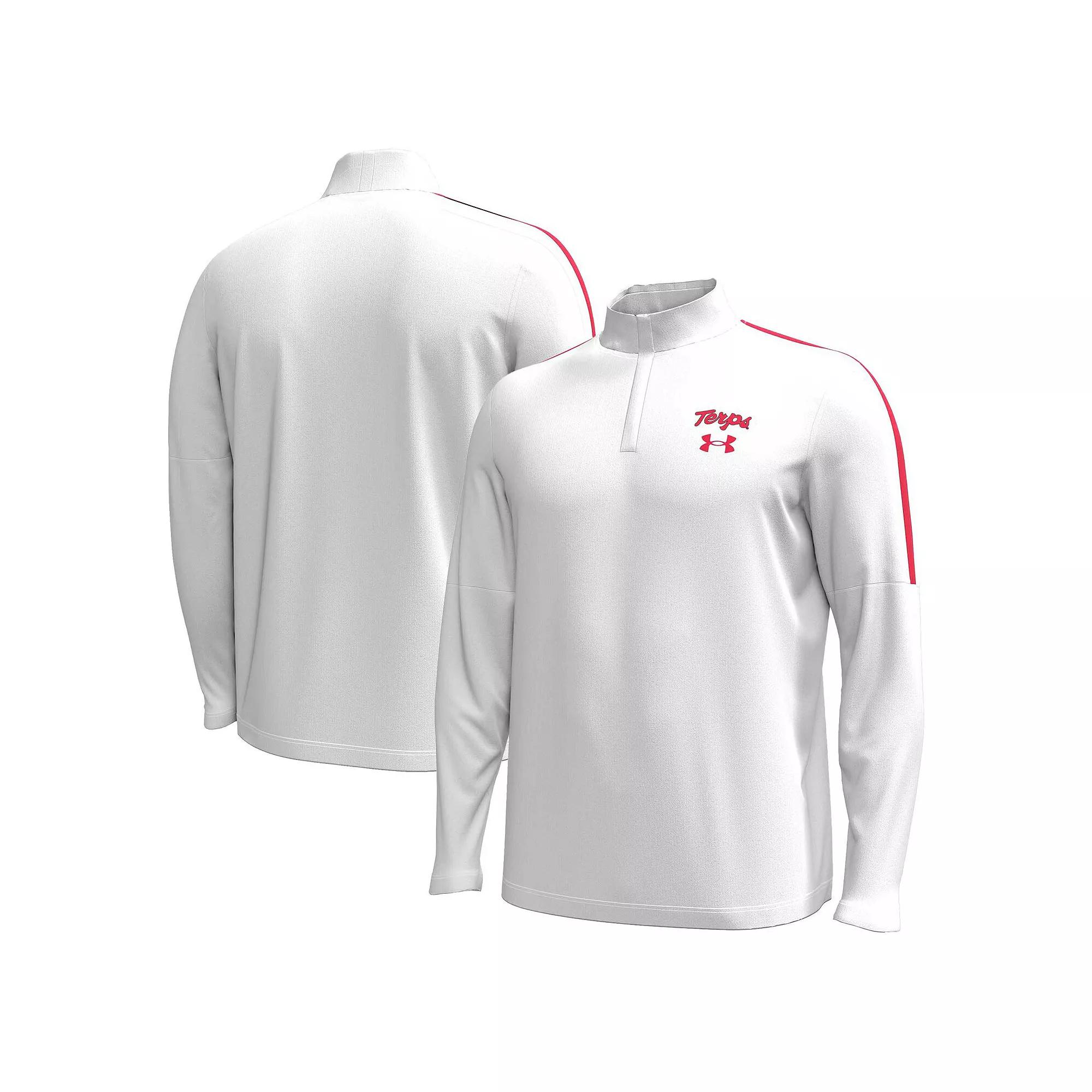 Men's Under Armour White Maryland Terrapins Playoff Performance Quarter-Zip Jacket,  Product Image