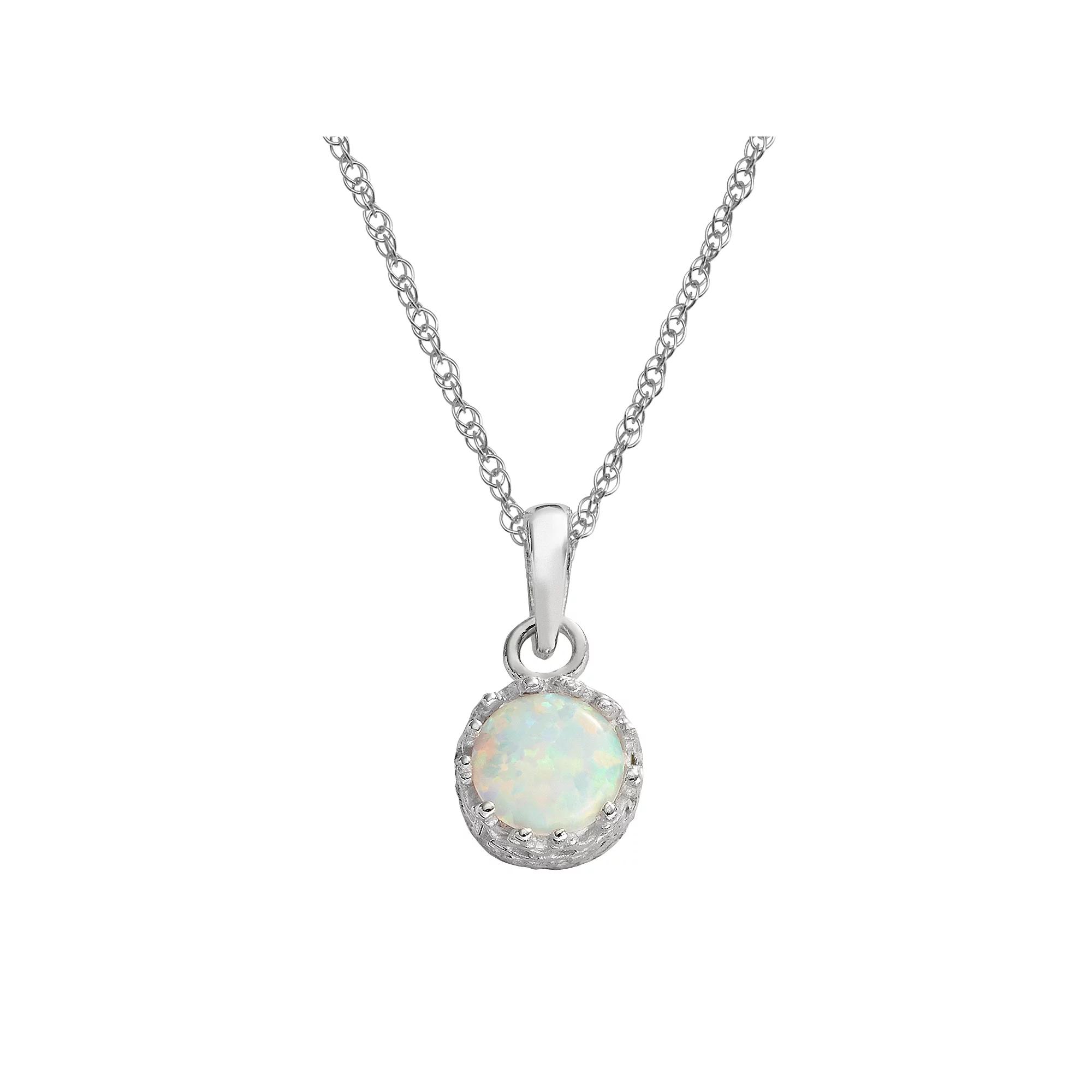 Designs by Gioelli Sterling Silver Lab-Created Opal Pendant, Women's, Size: 18", White Product Image