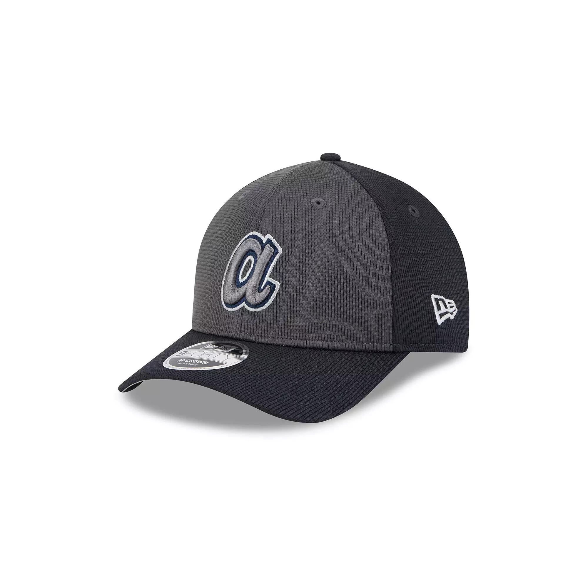 Men's New Era Gray/Navy Atlanta Braves 2025 Batting Practice 9FORTY M-Crown Adjustable Hat, Grey Product Image