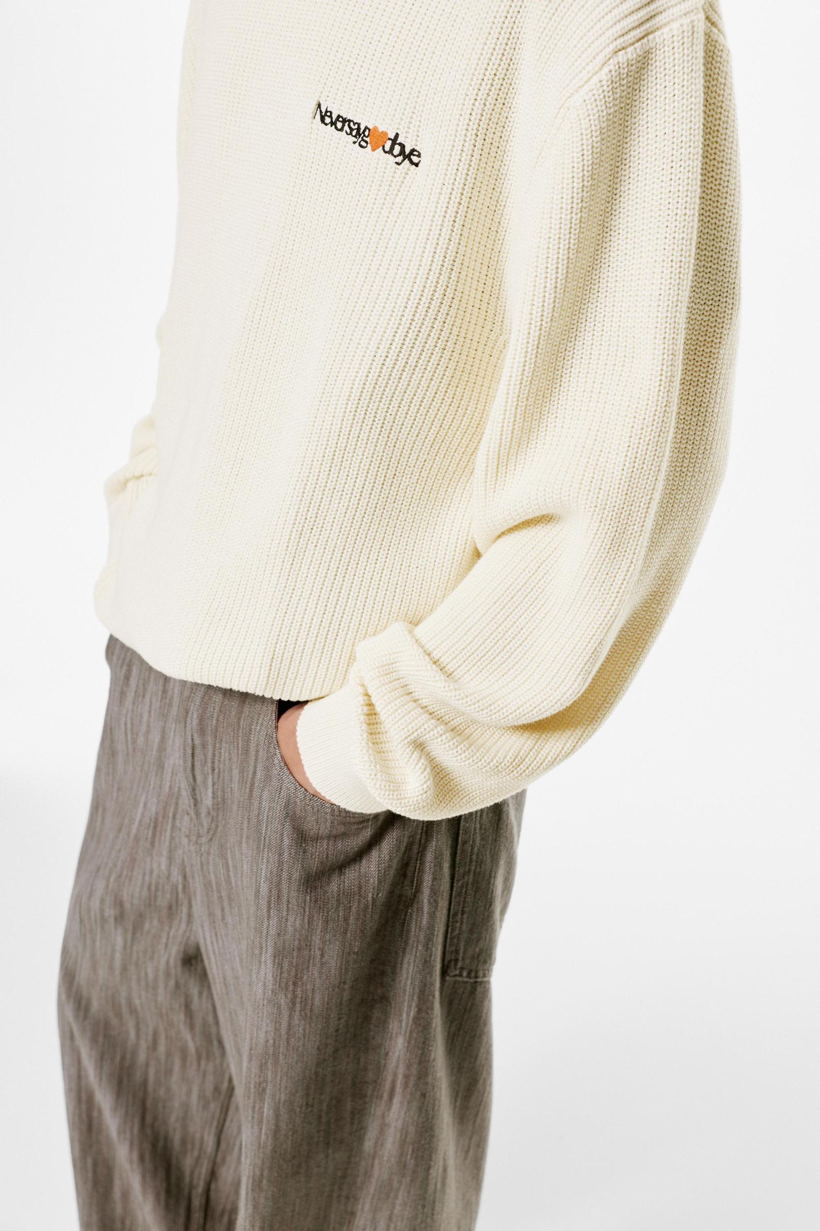 Knit jumper with embroidered text Product Image